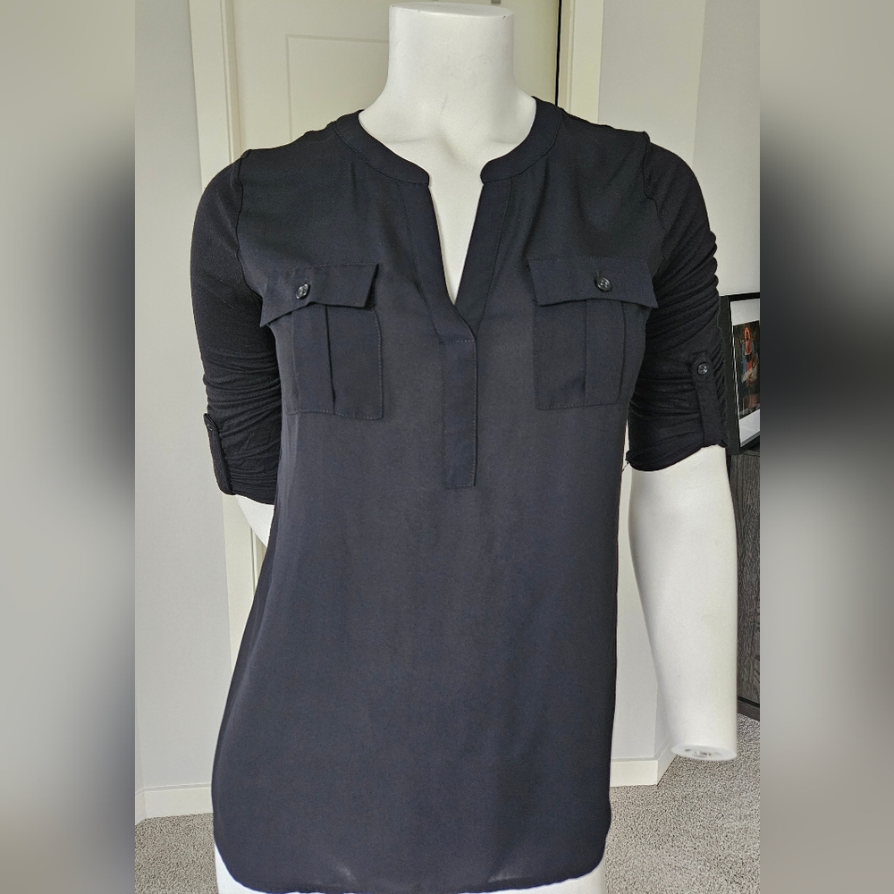 EUC Size Small INC International Concepts Black Blouse